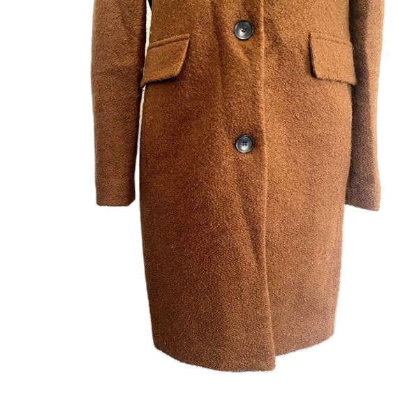 DKNY Women's Single Breasted Walker Coat Wool Blend‎ Teddy Brown Size Small - Picture 4 of 7